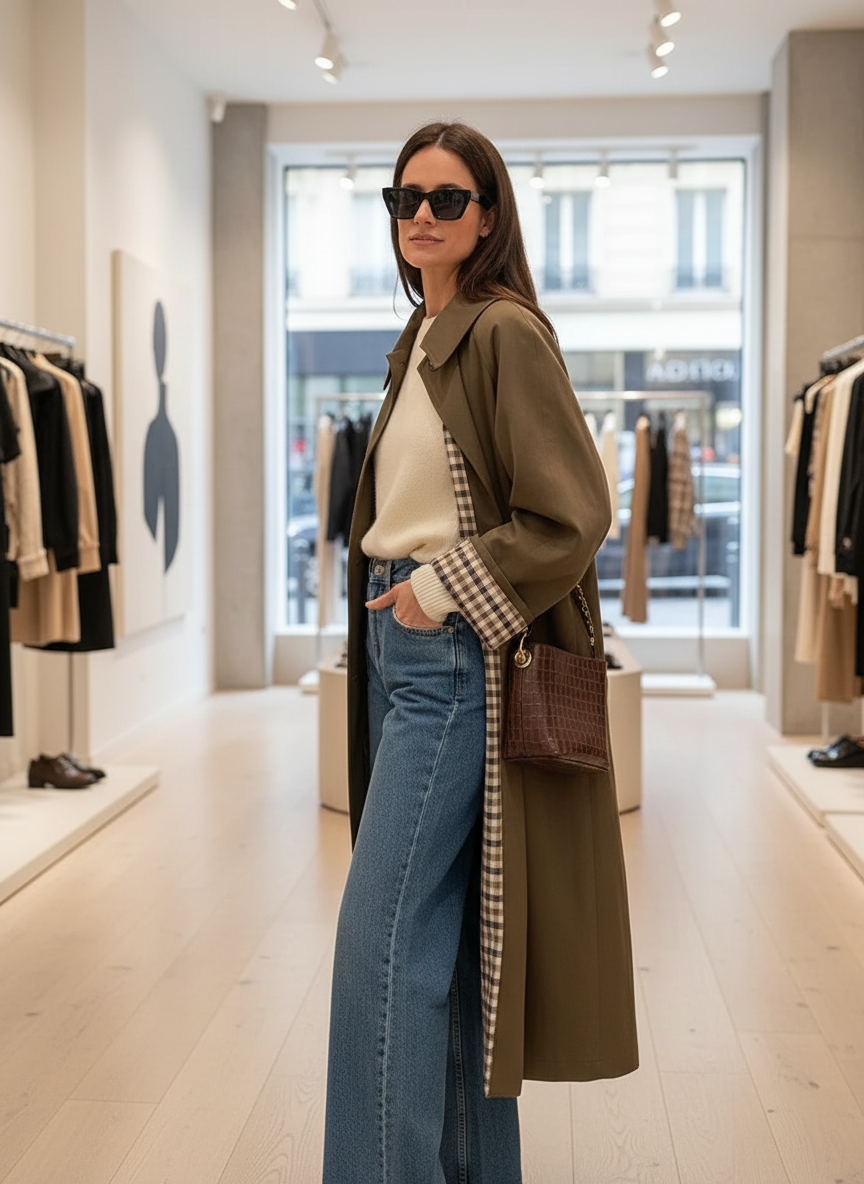 Tijdloze Trenchcoat met Stijlvolle Ruitvoering