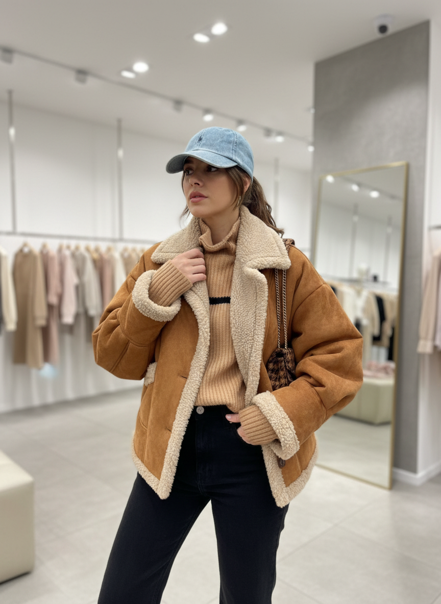 Comfortabele Suède Sherpa Jas voor de Winter