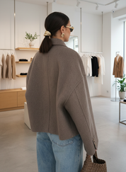 Chique Cropped Jas van Luxe Wolblend voor Elke Dag