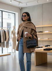 Elegante Mantel met Sjaalkraag in Warme Wolmix