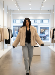 Ultieme Zachte Faux Fur Jas met Chique Sjaalkraag