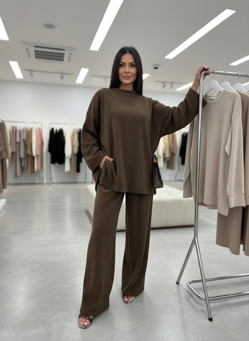 Ribgebreide Loungewear Set: Ultiem Comfort voor Thuis