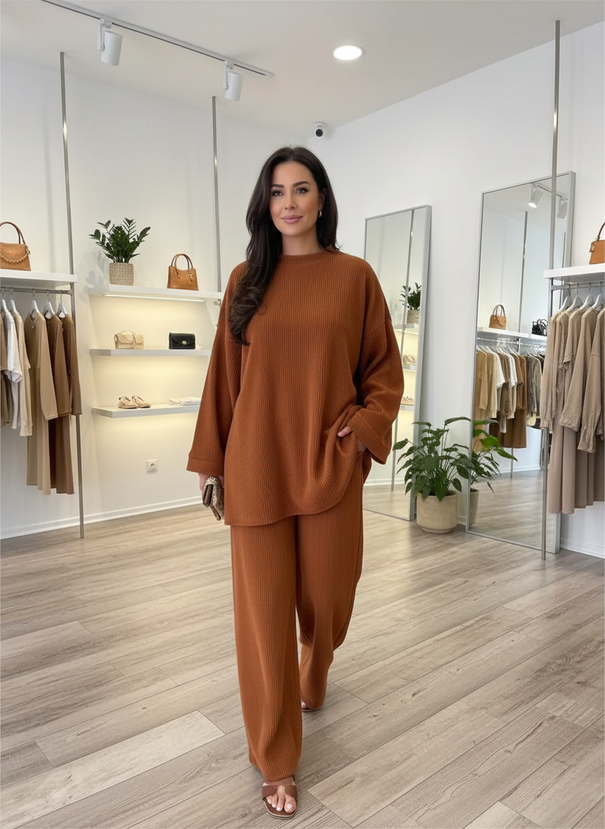 Ribgebreide Loungewear Set: Ultiem Comfort voor Thuis