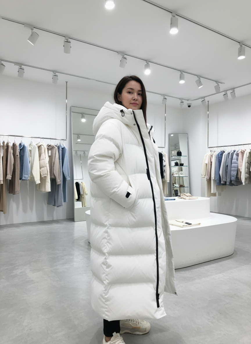 Lange Gewatteerde Winterjas voor Ultieme Warmte en Stijl