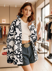 Stijlvol Gewatteerd Jack met Barokprint voor Dames