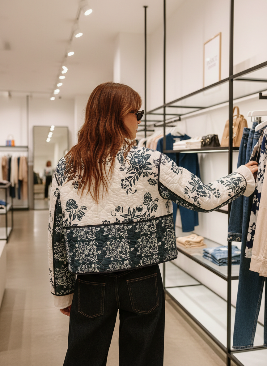 Gekwalte Jas met Bloemenprint voor Dames - Bohemian Stijl