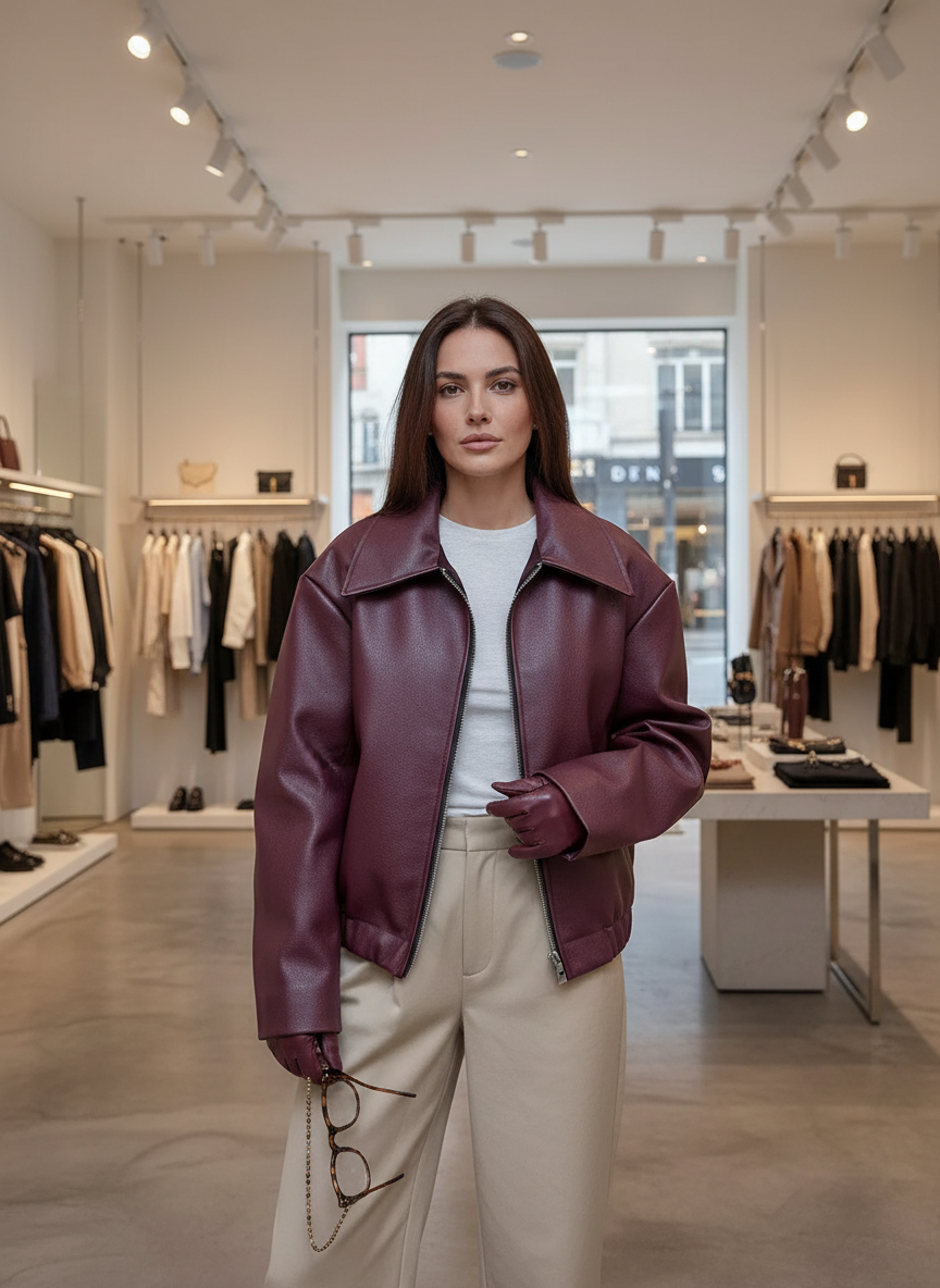 Edgy Faux Leren Bomberjack in Rood: Jouw Statement