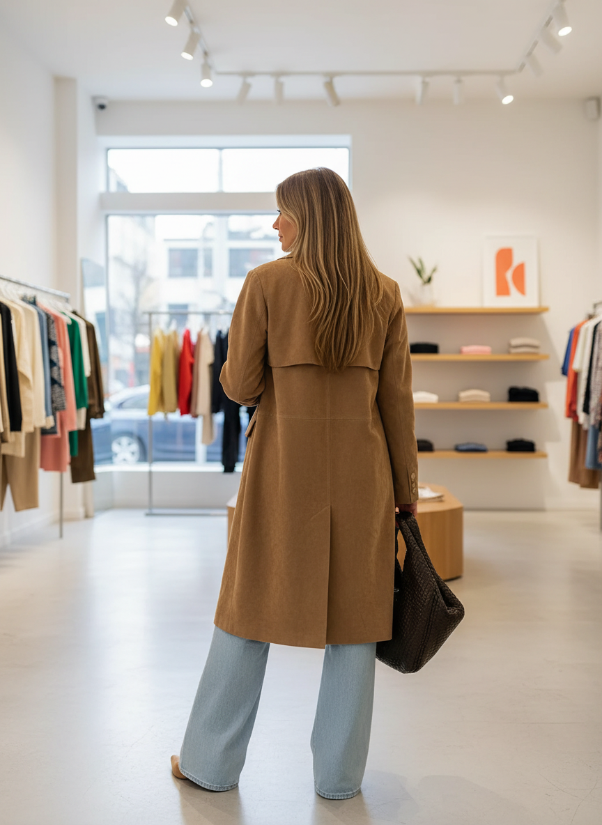 Luxe Suède Trenchcoat: Jouw Elegante Jas voor Elk Seizoen