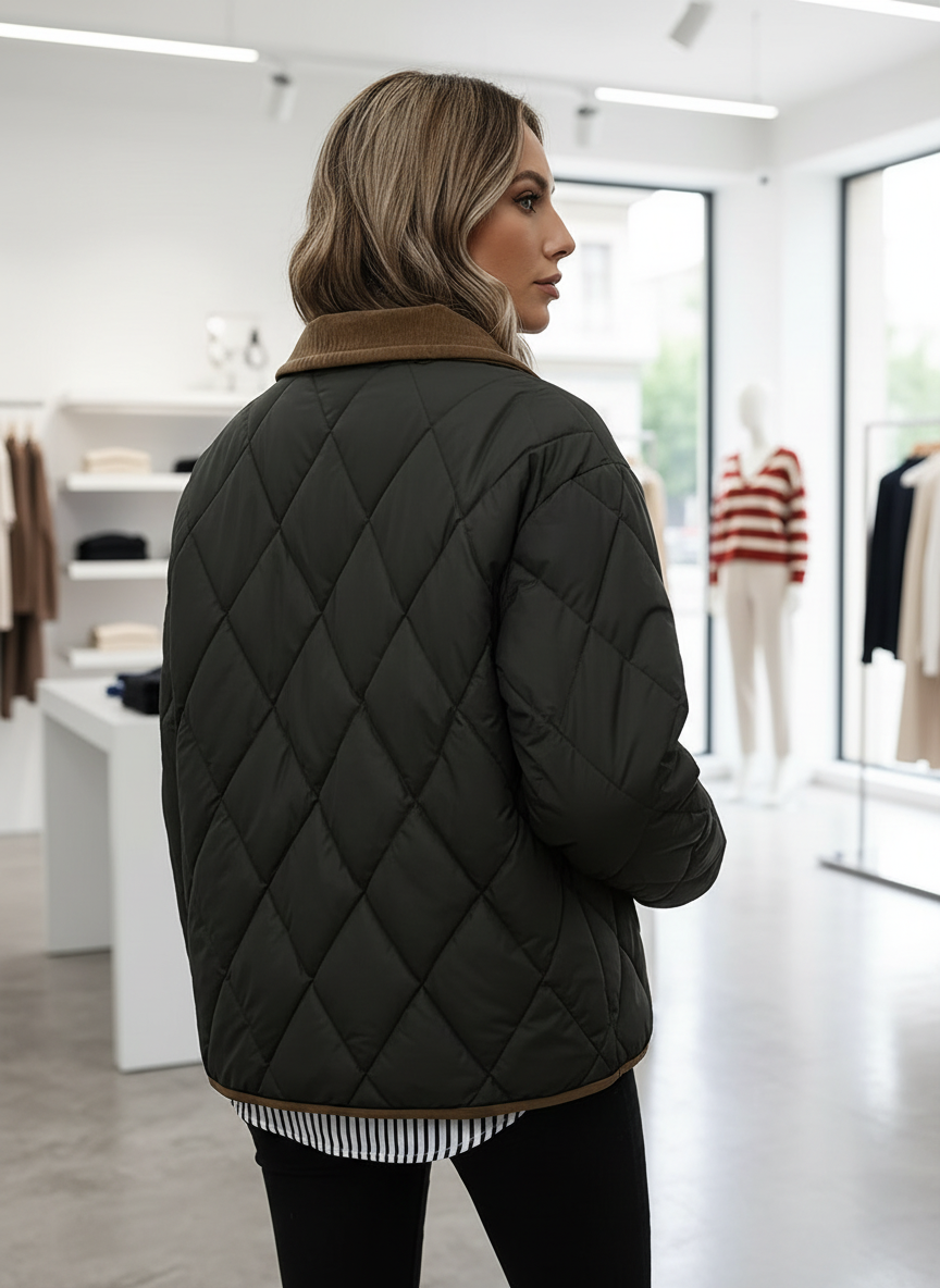 Gewatteerde Bomberjas met Corduroy Kraag: Stijlvol Comfort