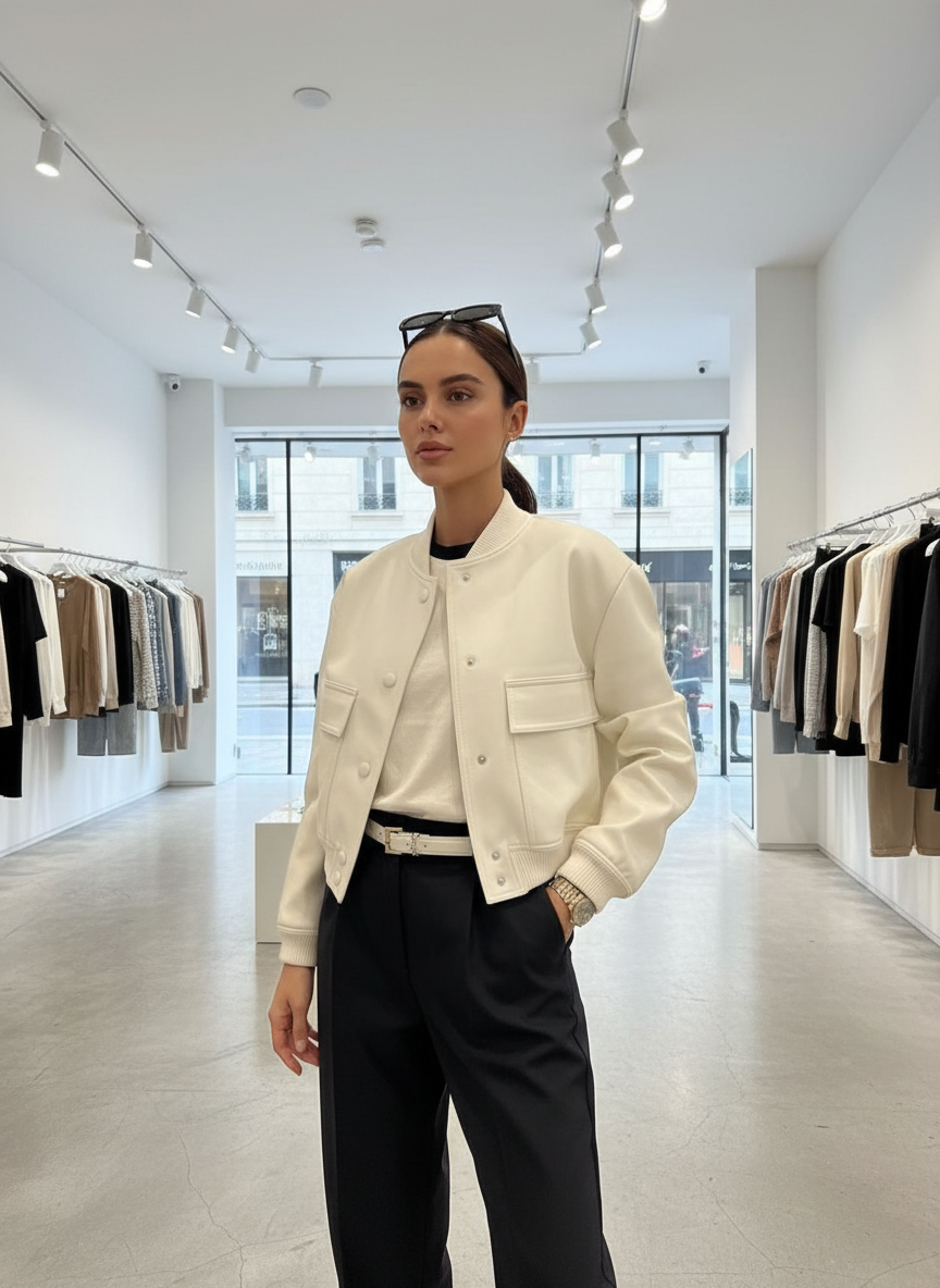 Stijlvol Cropped Bomberjack met Zakken voor Dames