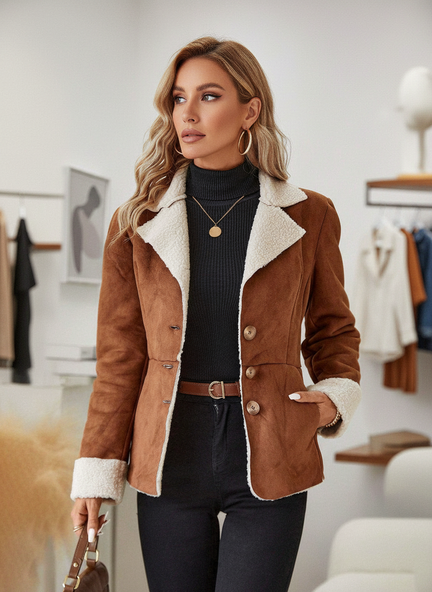 Luxe Faux Suède Jas met Superzachte Voering voor Dames