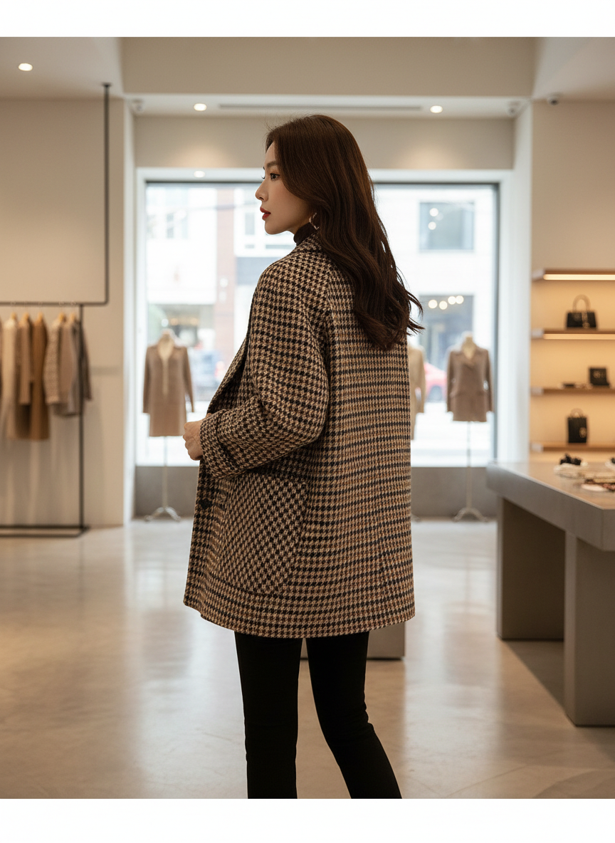 Relaxte Houndstooth Blazer: Jouw Tijdloze Must-Have