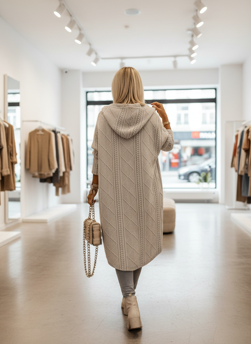 Zachte Kabelgebreide Cardigan met Capuchon voor Dames