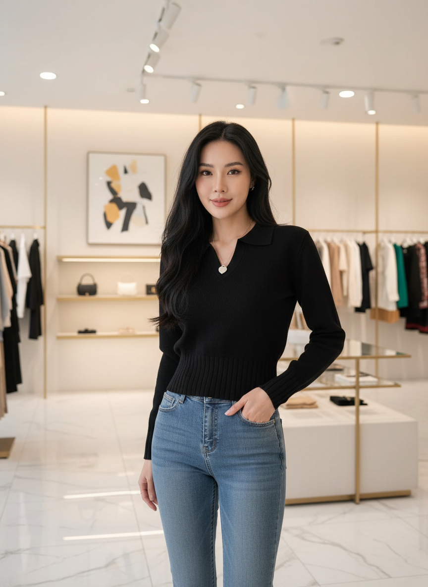Knit Top V-hals Dames: Stijlvol & Cropped