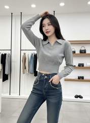 Knit Top V-hals Dames: Stijlvol & Cropped