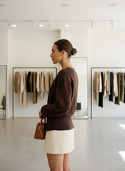 Chique Gebreide V-hals Top met Gouden Sluiting