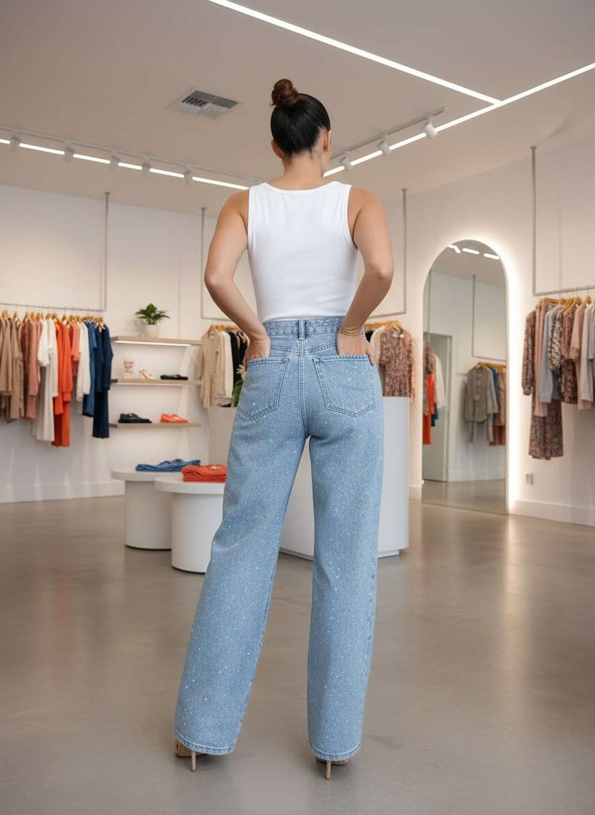 Stijlvolle High-Waist Spikkel Jeans