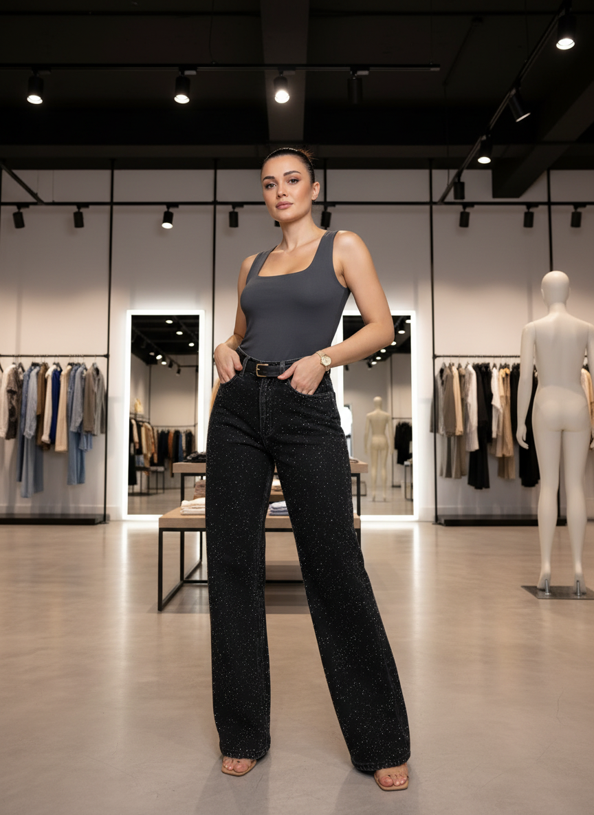 Stijlvolle High-Waist Spikkel Jeans