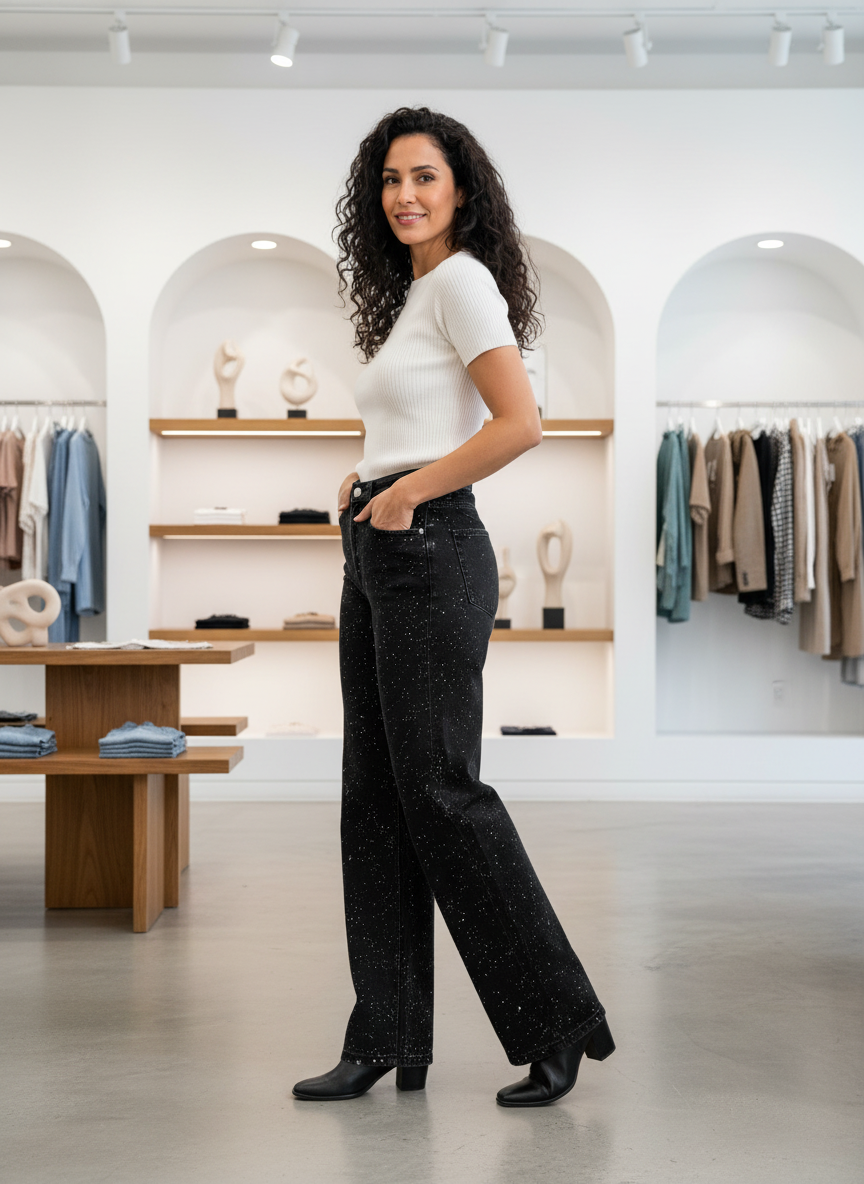 Stijlvolle High-Waist Spikkel Jeans