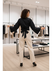 Elegante Wikkelblouse met Strikceintuur voor Vrouwen