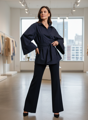 Elegante Wikkelblouse met Strikceintuur voor Vrouwen