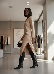 Elegante Leren Laarzen met Slouchy Schacht voor Dames