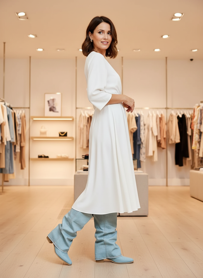 Chique Denim Western Laarzen | Stijlvol Comfort voor Elke Vrouw