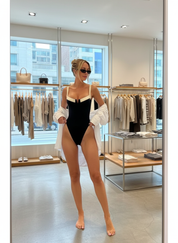 Elegant Zomer Badpak met Hoge Taille en V-hals voor Stijlvolle Dagen