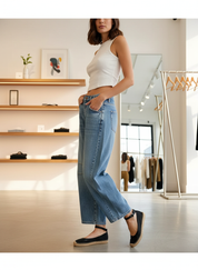 De Comfortabele Wijde Denim Ballon Jeans voor Dames