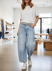 De Comfortabele Wijde Denim Ballon Jeans voor Dames