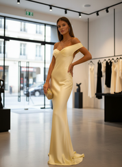 Droomjurk met Off-Shoulder | Elegante Gele Maxi Jurk