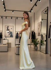Droomjurk met Off-Shoulder | Elegante Gele Maxi Jurk