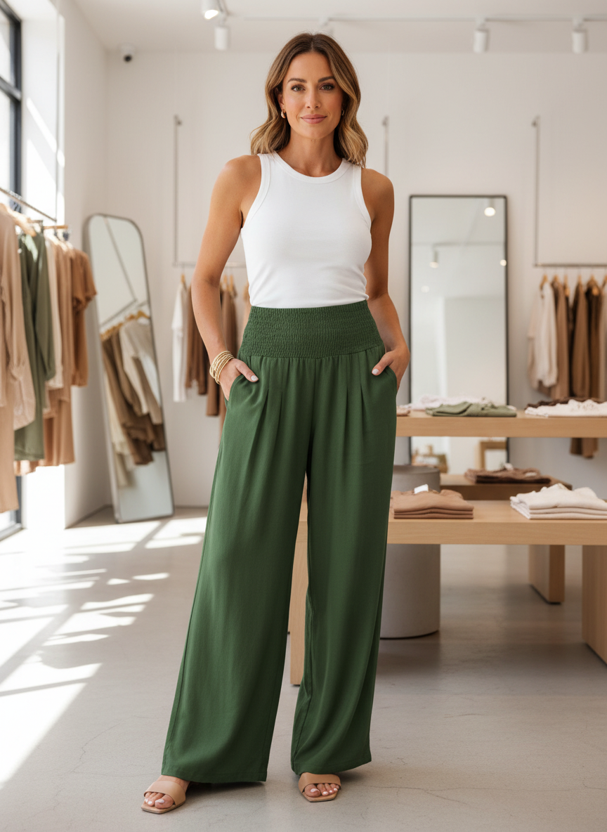 Luchtige Linnen Blend Broek met Hoge Taille voor Zomerse Dagen
