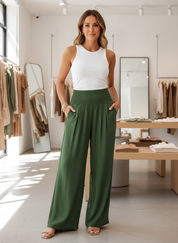 Luchtige Linnen Blend Broek met Hoge Taille voor Zomerse Dagen