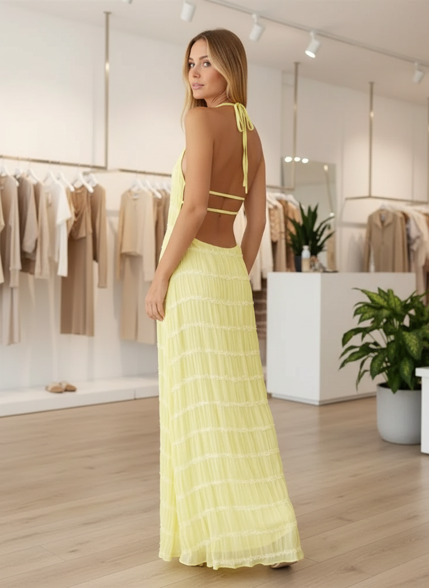 Jouw Perfecte Zomeravond: Stralende Halter Maxi-Jurk