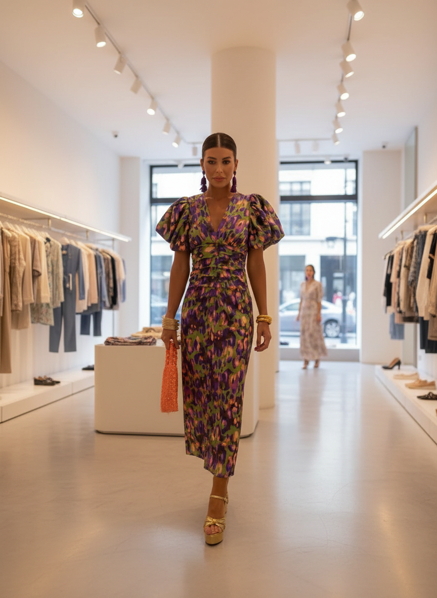 Jouw Stralende Zomerlook: Elegante Jurk met Pofmouwen