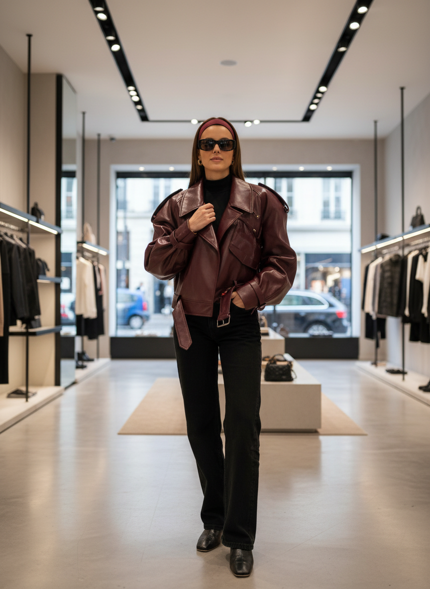 Jouw Faux Leren Statement Jack met Krachtige Schouders