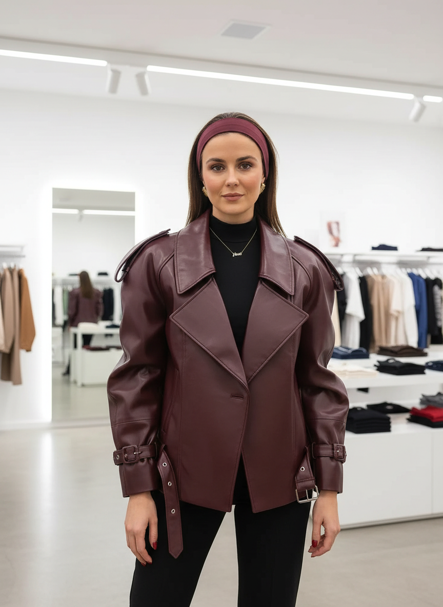 Jouw Faux Leren Statement Jack met Krachtige Schouders