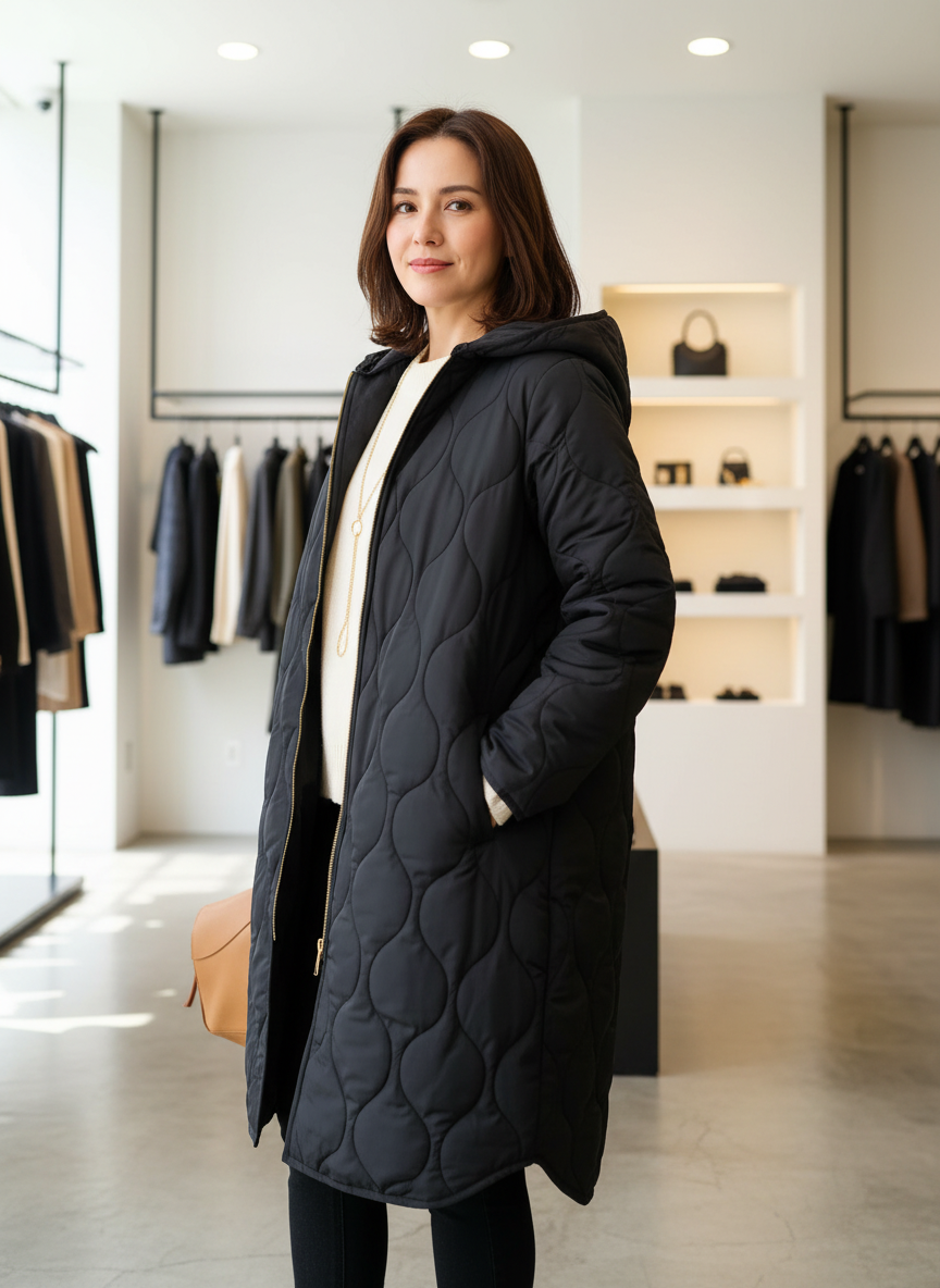 Comfortabele Gewatteerde Jas met Capuchon voor Dames