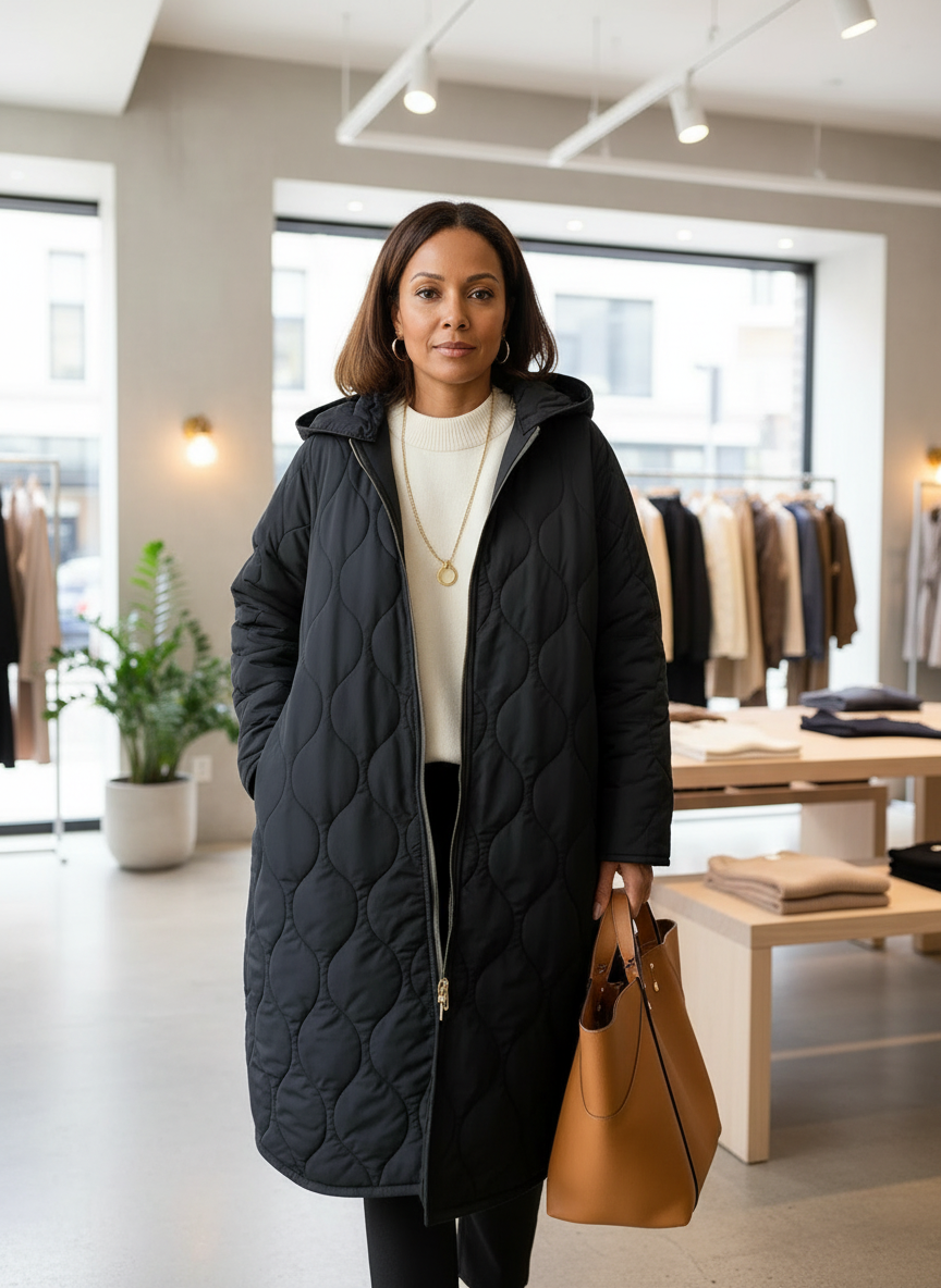 Comfortabele Gewatteerde Jas met Capuchon voor Dames