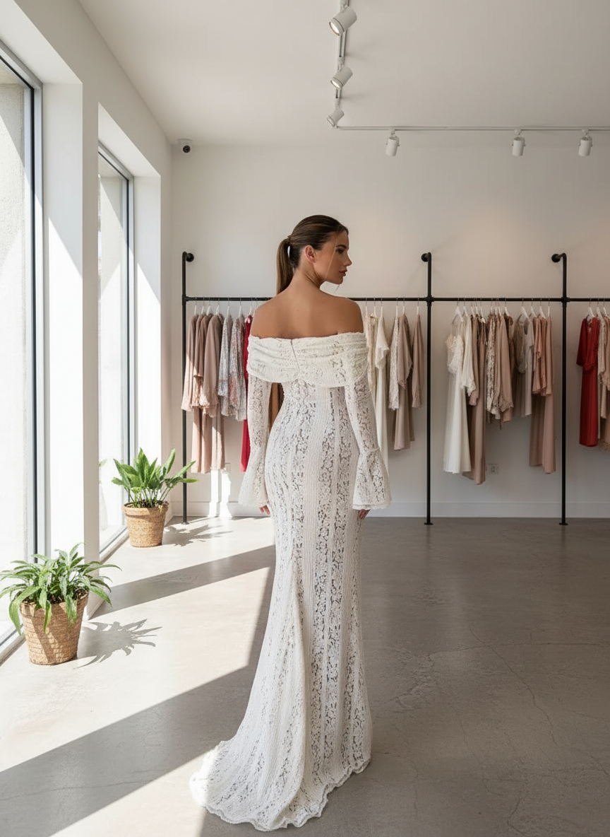 Verfijnde Kanten Off-Shoulder Maxi Jurk: Jouw Elegante Statement