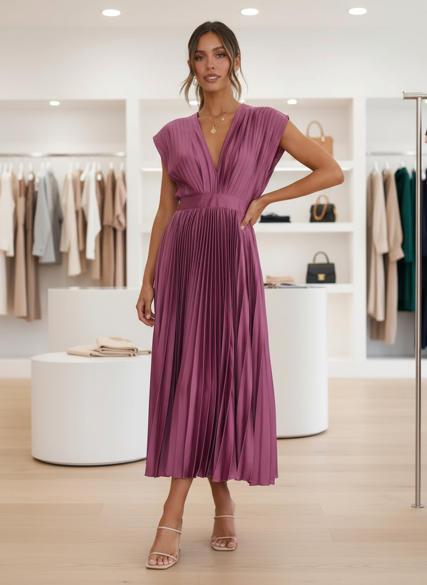 De Elegante Plissé Midi-jurk: Jouw Perfecte Avondlook