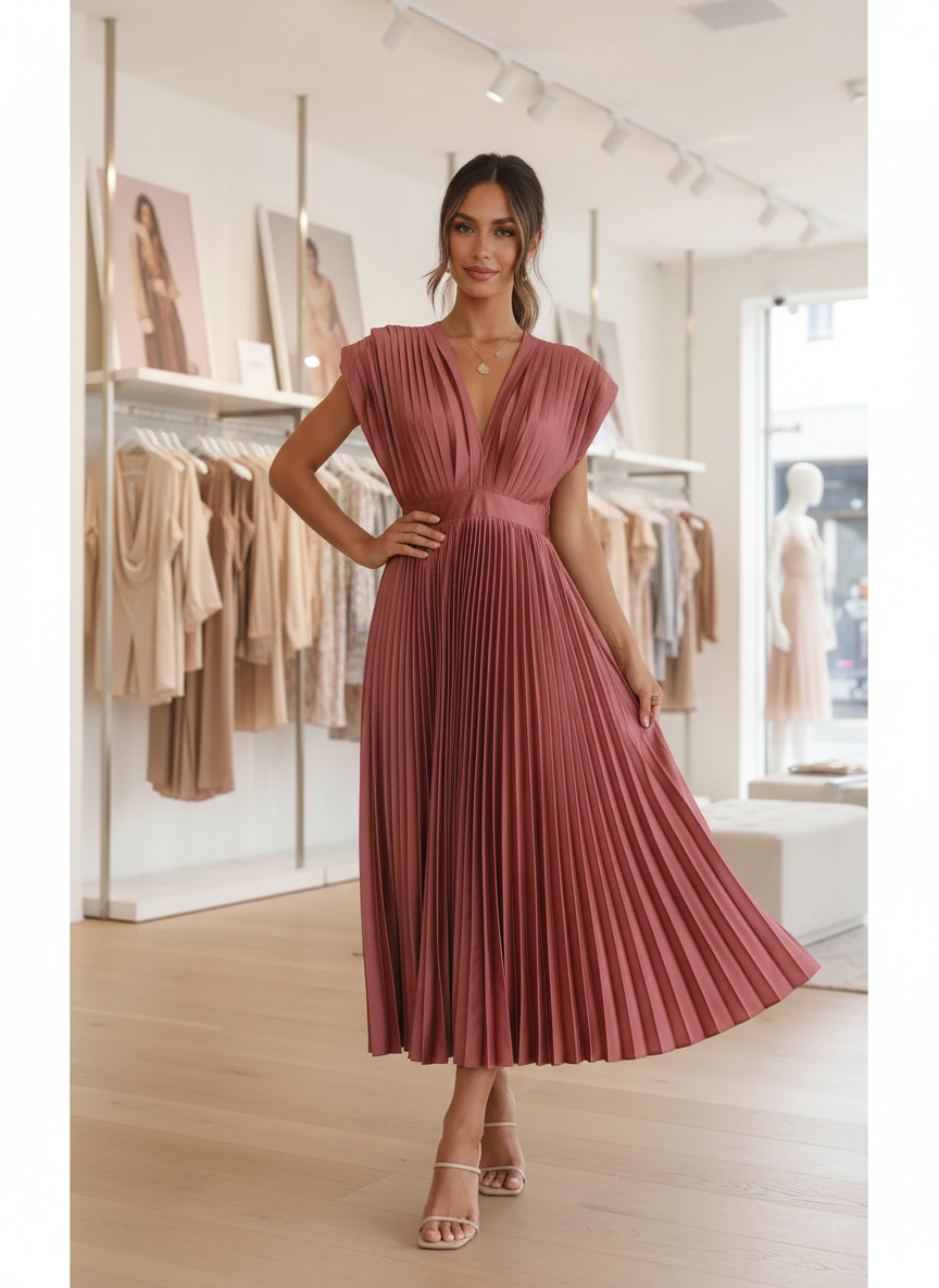 De Elegante Plissé Midi-jurk: Jouw Perfecte Avondlook