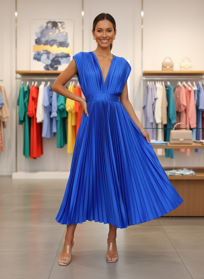 De Elegante Plissé Midi-jurk: Jouw Perfecte Avondlook