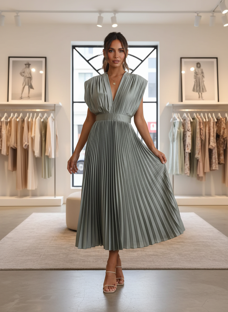De Elegante Plissé Midi-jurk: Jouw Perfecte Avondlook