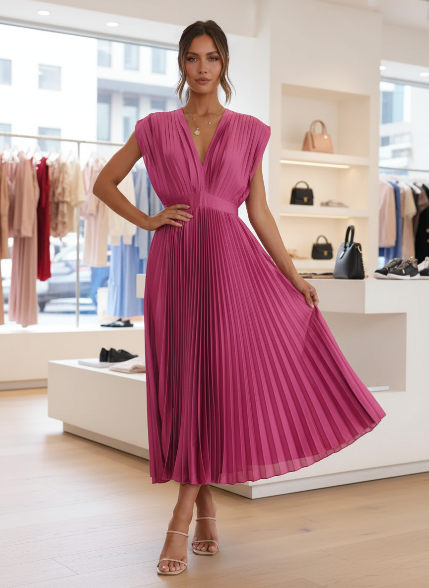 De Elegante Plissé Midi-jurk: Jouw Perfecte Avondlook