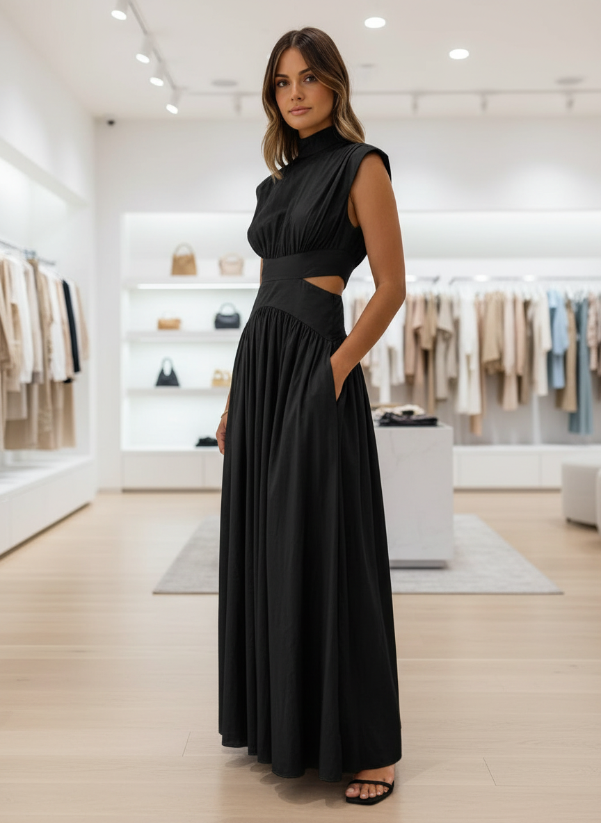 Maxi dress black front view