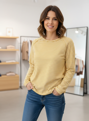 Yellow striped long-sleeve shirt front view