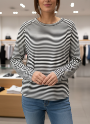 Black and white striped long-sleeve shirt torso view