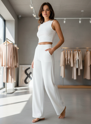 High-waist pants white front view